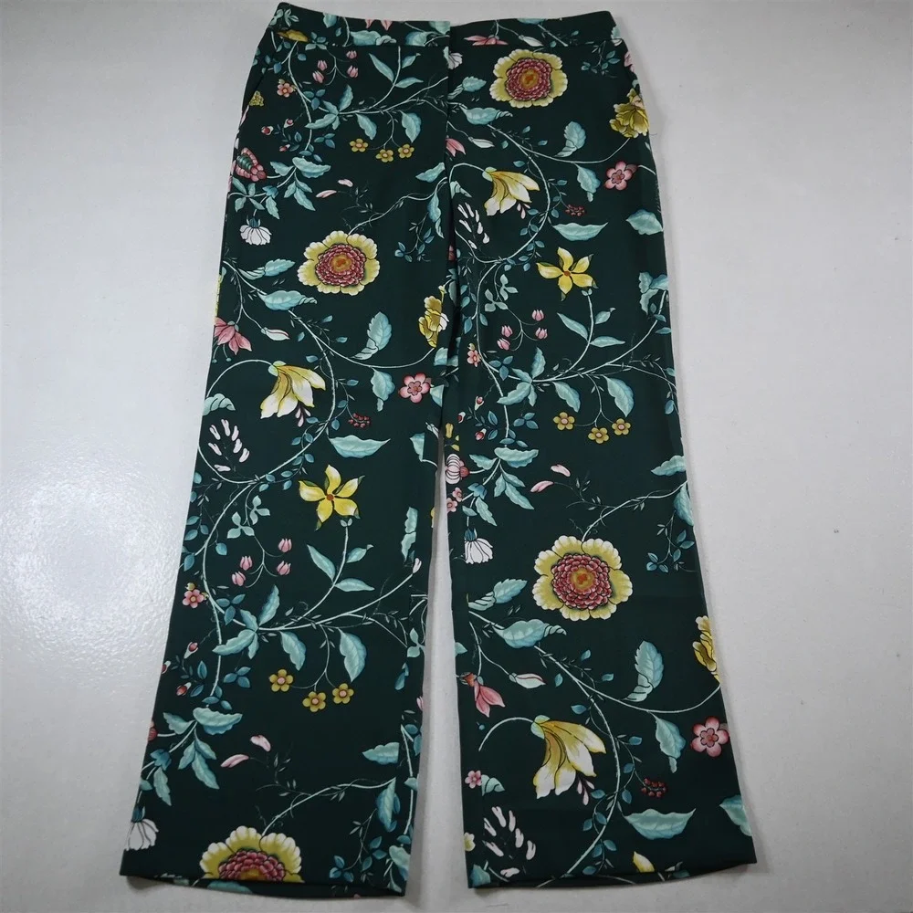 LOFT‎ 10 Green Floral Wide Leg Flowy Dress Womens Pants